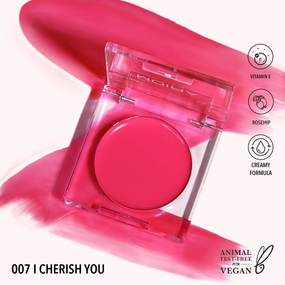 Moira Loveheat Flirty Cruelty Free Vitamin E Dewy Finish Buildable Cream Blush